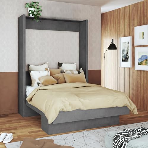 Full Murphy Wall Bed in White with Shelf Q5664