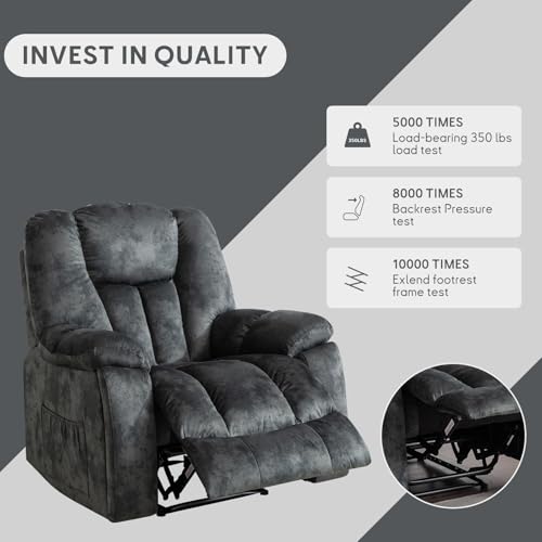 Manual Recliner Chair with Massage and Heat for Adults, Brown O26736
