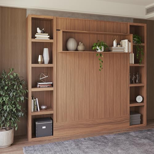 Queen Murphy Wall Bed with Two Bookshelves Z468