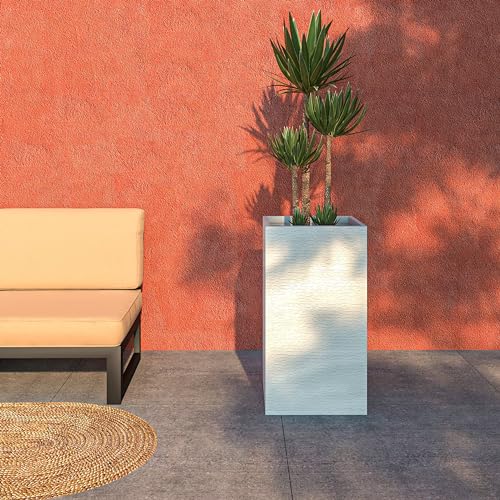 Mid-Century Modern Tall Square Planter Pot for Indoor and Outdoor G6959
