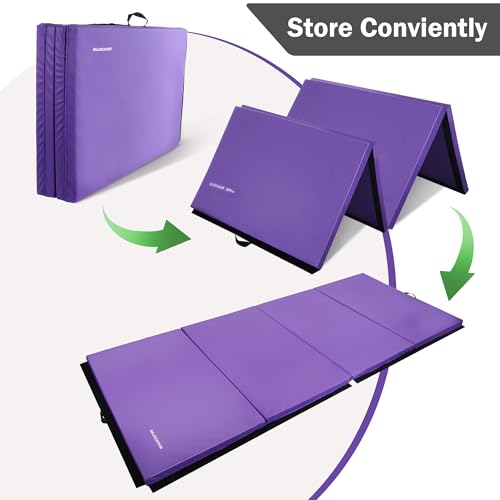 Folding Exercise Gymnastics Mat, 4x8x2 Inch, with Carrying Handles P466