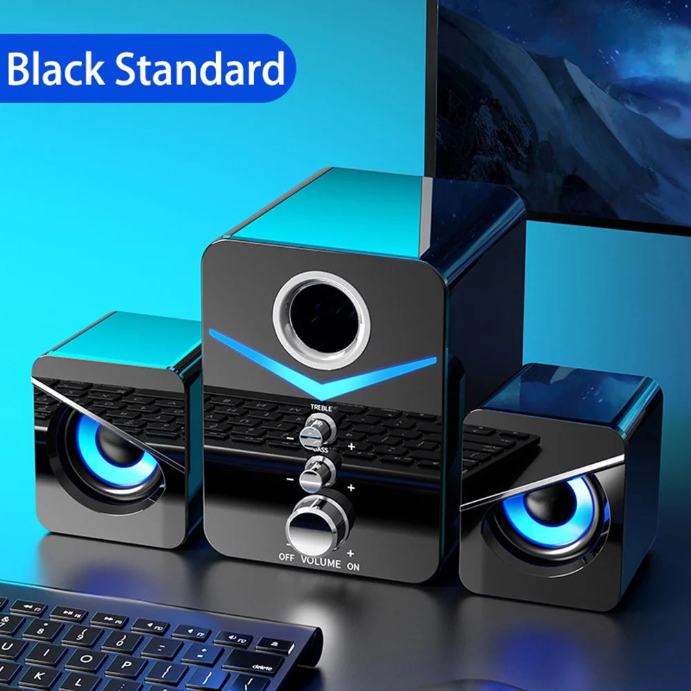 Computer Speaker Set with Subwoofer, USB-Powered 2.1 Multimedia Speakers, Black E98883