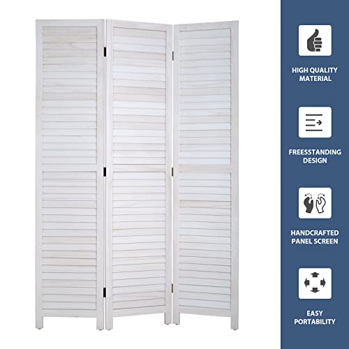 6 Panel Wood Room Divider Privacy Screen Freestanding White U13428