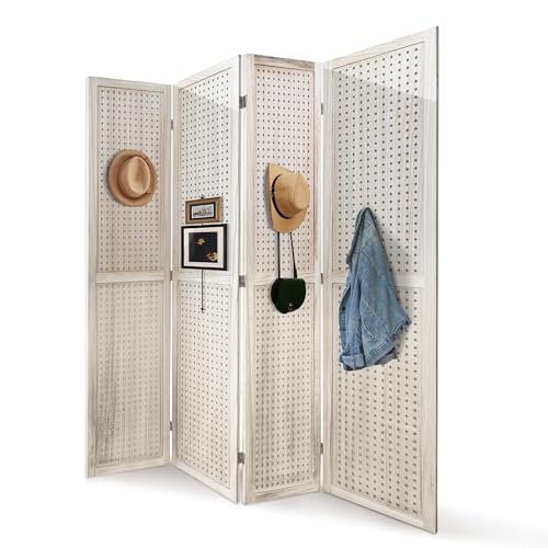 6 Panel Wooden Room Divider with Shelves P850285
