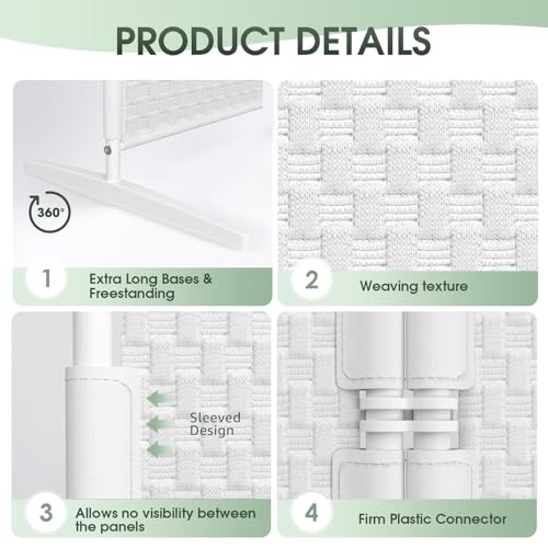 2 Panel Room Divider - White Folding Privacy Screen for Indoor Separation S4442