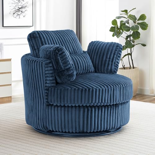Round Swivel Barrel Chair with Ottoman for Living Room Bedroom G375183