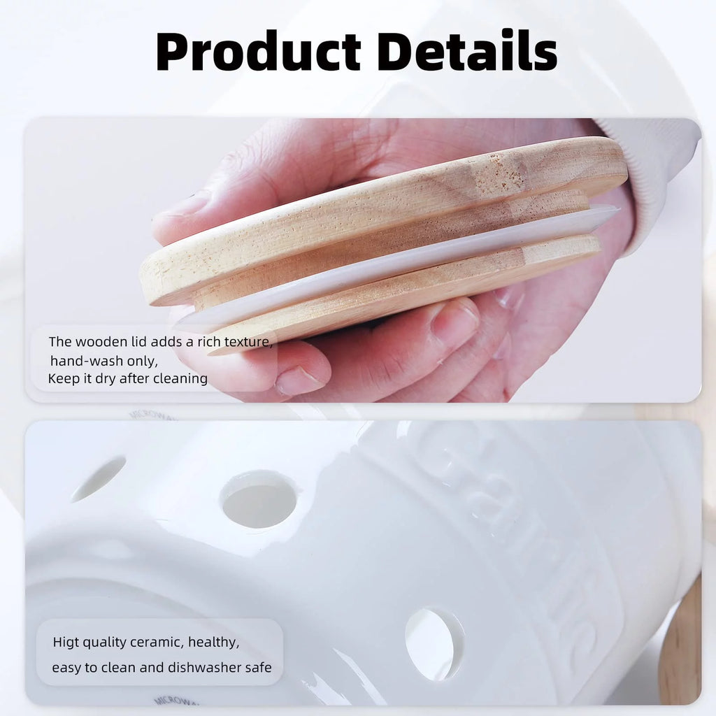 Garlic Keeper with Lid, Ceramic Garlic Saver W5581