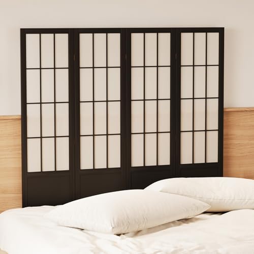Japanese Shoji Style Folding Room Divider, 4 Panels, Black G5567
