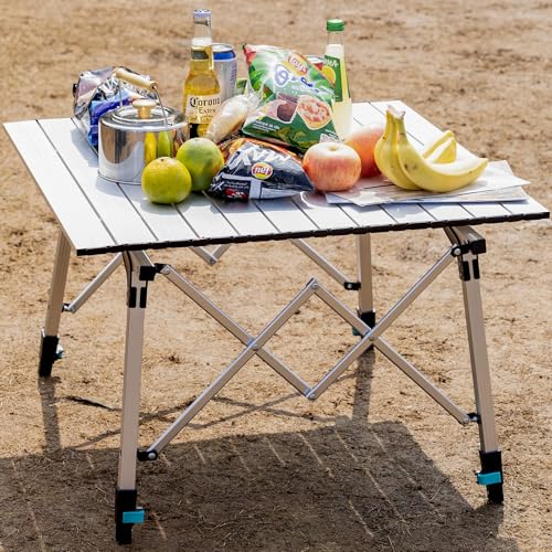 Portable Camping Table with Adjustable Legs, Lightweight Aluminum Folding Table K4689