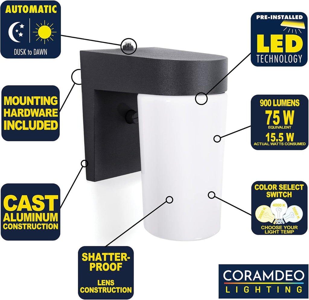 LED Jelly Jar Light, Dusk to Dawn Photocell, Wet Location, 900 Lumens U6094