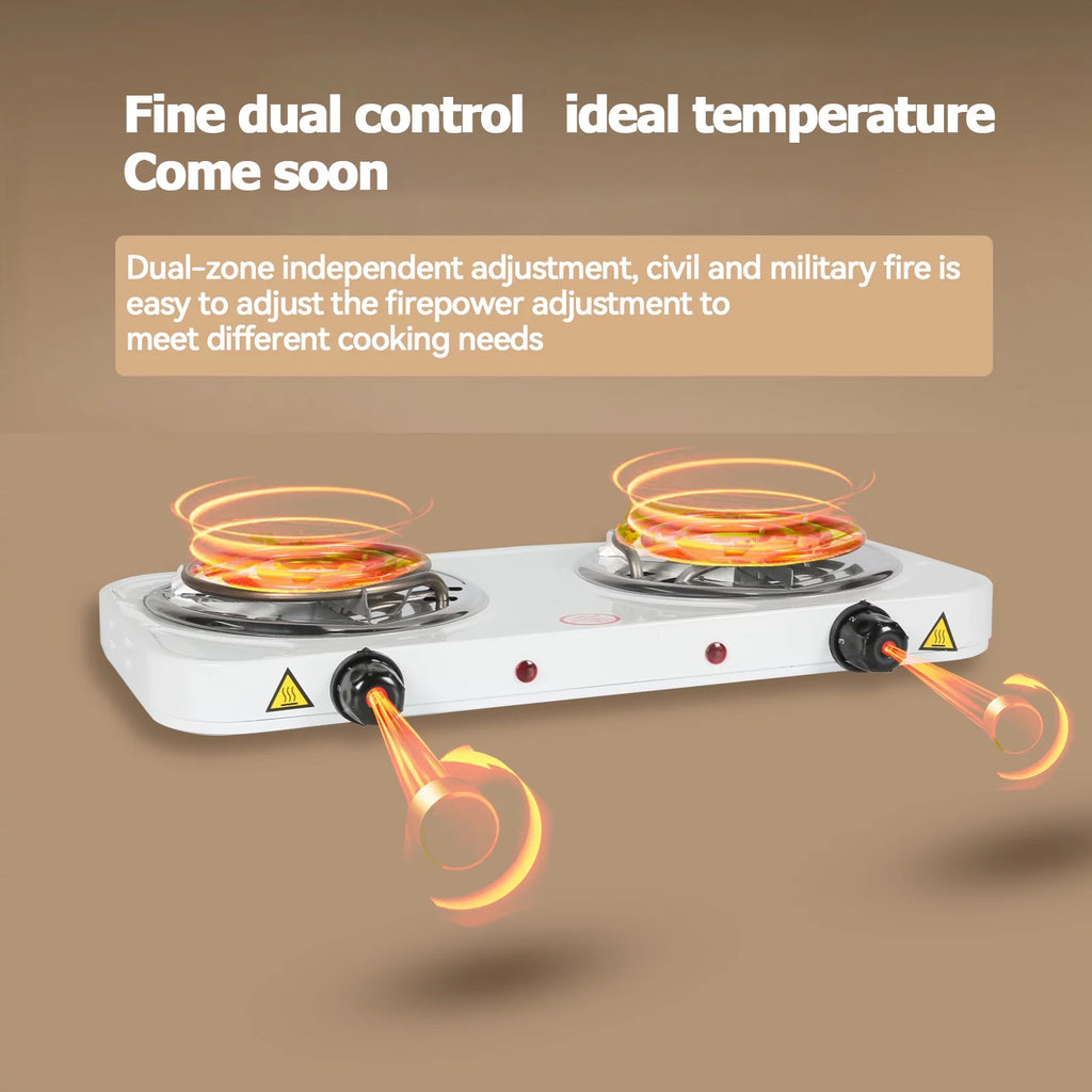 Double Trouble Hot Plate: 2000W Electric Stove Burners for Cooking A43853