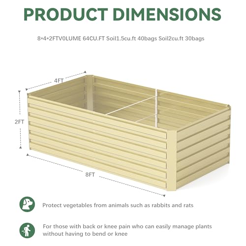 Galvanized Raised Garden Bed 8x4x2ft, Large Metal Planter Box for Outdoor Vegetables, Flowers & Herbs D2106