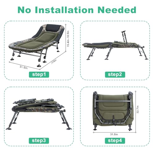 Folding Camping Cot with Mattress for Adults, Portable Outdoor Lounger A59312