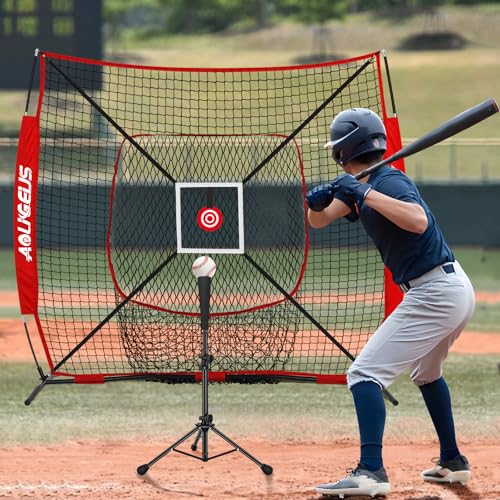 Baseball Softball Practice Net with Batting Tee and Strike Zone Target O4170