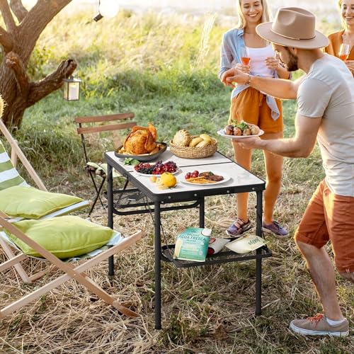 Folding Camping Table Small 2ft, Portable with Extra Space, Aluminum V581