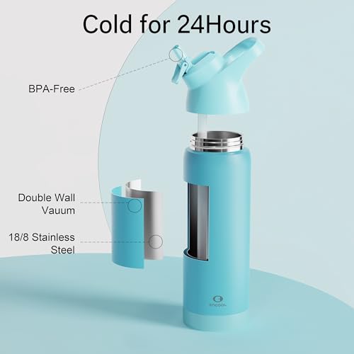 Insulated Water Bottle with Straw, 24 oz, Leakproof, BPA-Free B201134