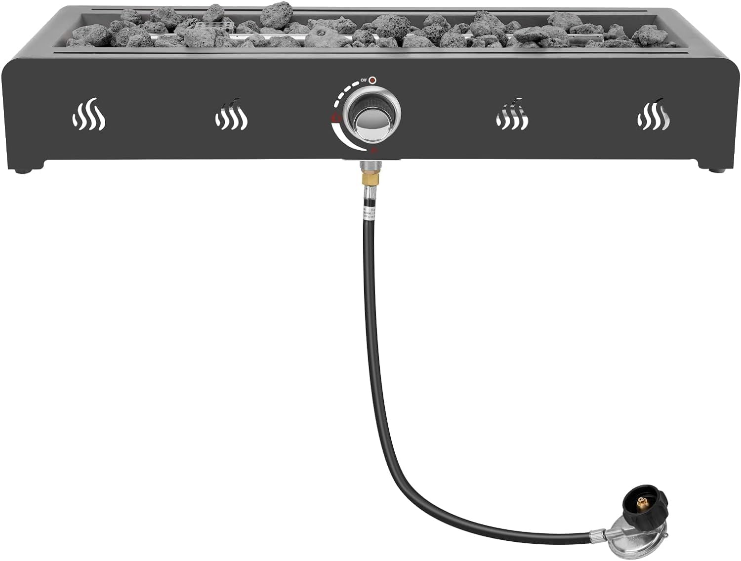 28 Inch Tabletop Gas Fire Pit with Glass Wind Guard and Lava Rock V462502