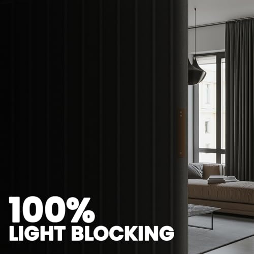 Blackout Accordion Room Divider Curtains with Ceiling Track for Bedroom Patio Sliding Door Q924855
