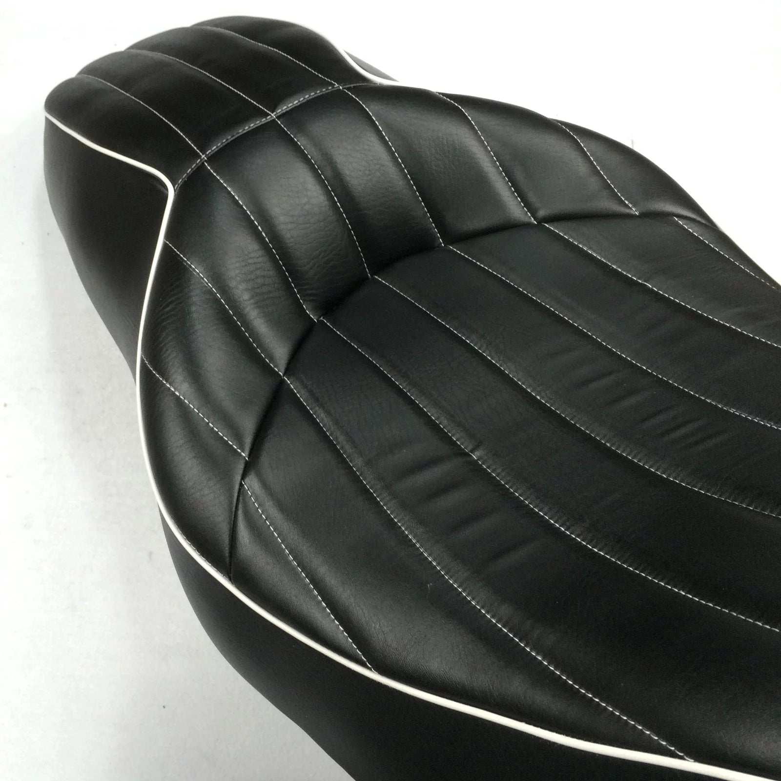 Motorcycle 2-up Leather Seat with Vertical Stripes Z3586