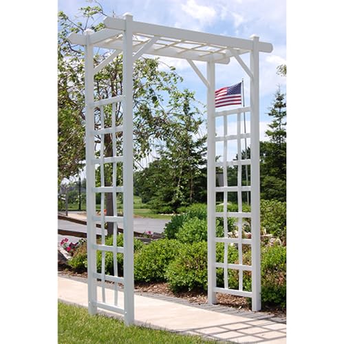 PVC Patio Garden Arch with Lattice Trellis for Climbing Plants V650