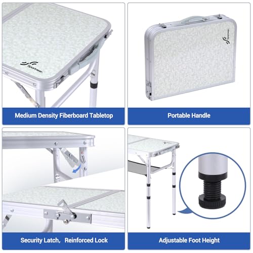 Adjustable Height Small Folding Camping Table with Mesh Layer B206
