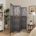 6 Panel Wooden Room Divider with Shelves P850285