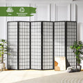 6 Panel Folding Room Divider, Japanese Shoji Screen, 5.9 Ft, Natural T81976
