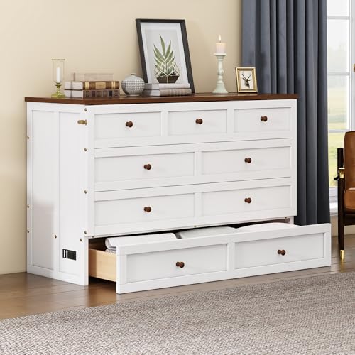 Modern Farmhouse Solid Wood Murphy Bed Chest Queen U152946