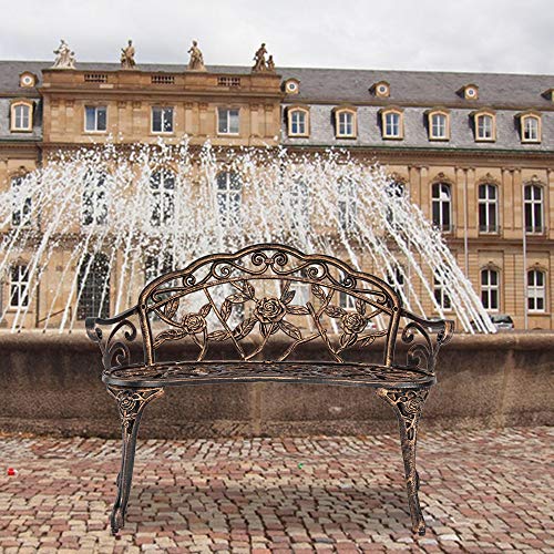 Outdoor Metal Rose Bench for Garden Patio Yard Decor Z65822