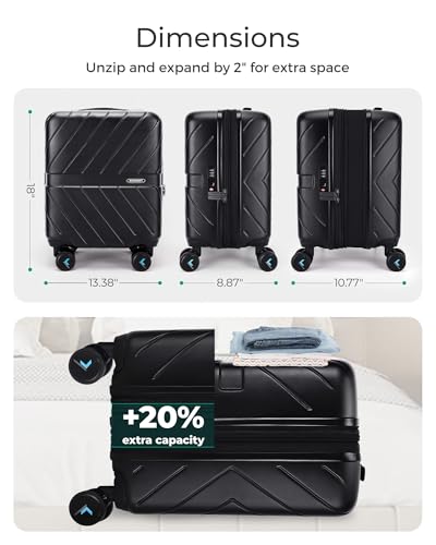 Carry On Luggage 22x14x9 with TSA Lock, Hardside Spinner Suitcase 20 Inch J7440