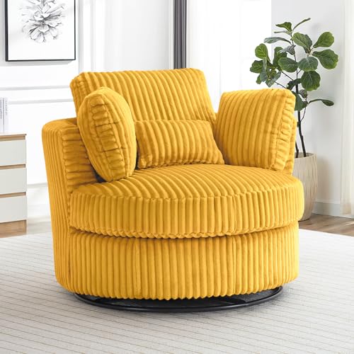 Round Swivel Barrel Chair with Ottoman for Living Room Bedroom G375183
