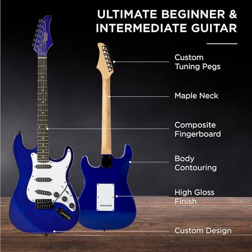 39in Full Size Beginner Electric Guitar Starter Kit with Case and Amp E13920