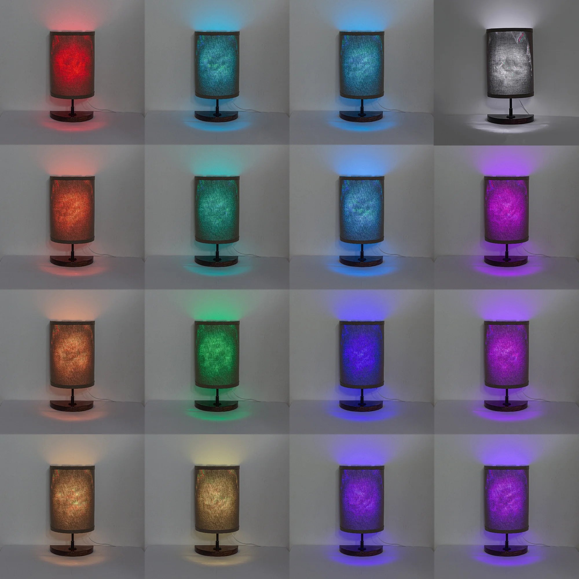 Half Shade Table Lamp, Modern LED Light with Fabric Shade and Wood Holder M862
