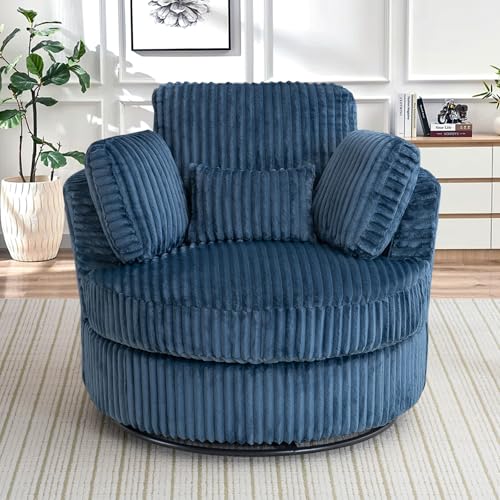 Round Swivel Barrel Chair with Ottoman for Living Room Bedroom G375183