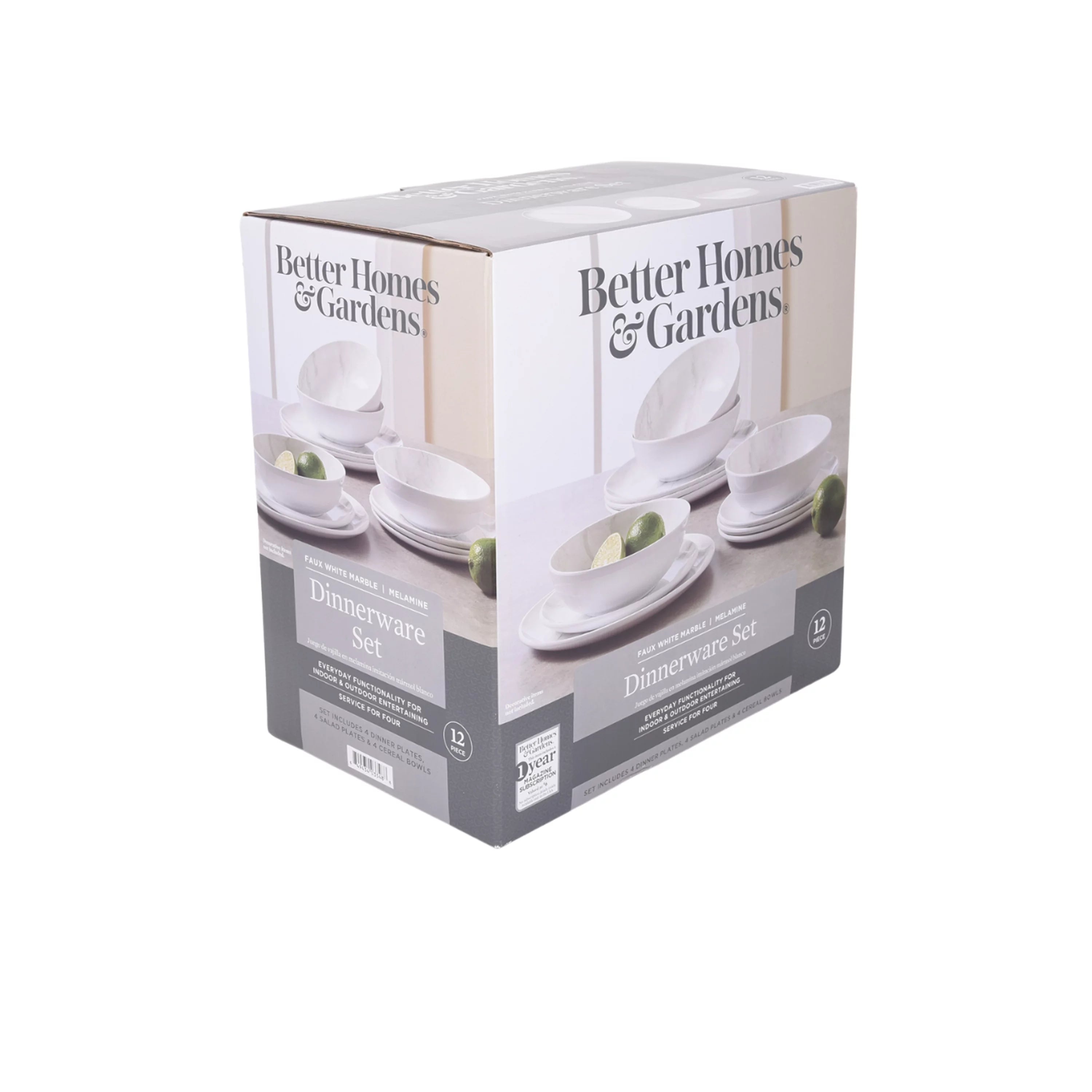 12-Piece Grey and White Marble Dinnerware Set L80042