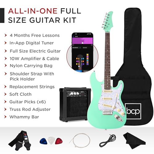 39in Full Size Beginner Electric Guitar Starter Kit with Case and Amp E13920