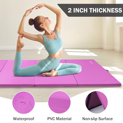 Folding Exercise Gymnastics Mat, 4x8x2 Inch, with Carrying Handles P466