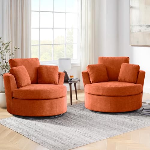 Round Swivel Barrel Chair with Ottoman for Living Room Bedroom G375183