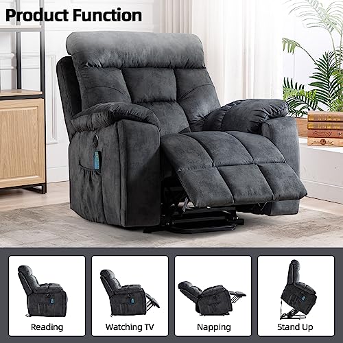 Large Power Lift Recliner Chair with Massage and Heat for Elderly Big and Tall People W6159
