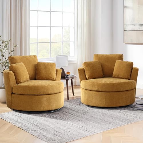 Round Swivel Barrel Chair with Ottoman for Living Room Bedroom G375183