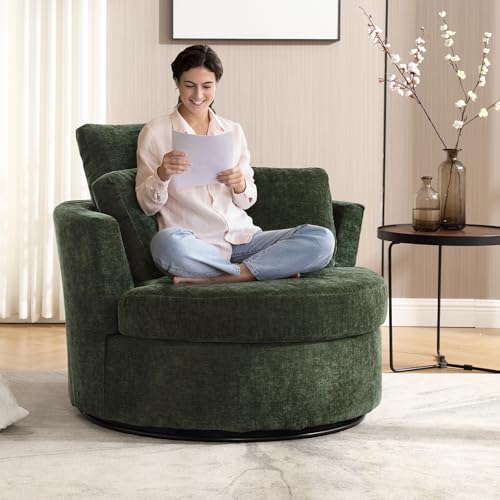 Round Swivel Barrel Chair with Ottoman for Living Room Bedroom G375183