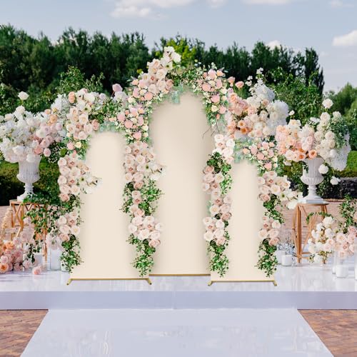 Gold Metal Wedding Arch Backdrop Stand with 3 Arch Covers O82669