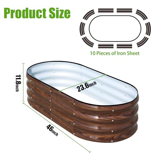 Galvanized Raised Garden Bed, 4x2x1ft Oval Metal Planter Box for Outdoor Plants Vegetables X93266