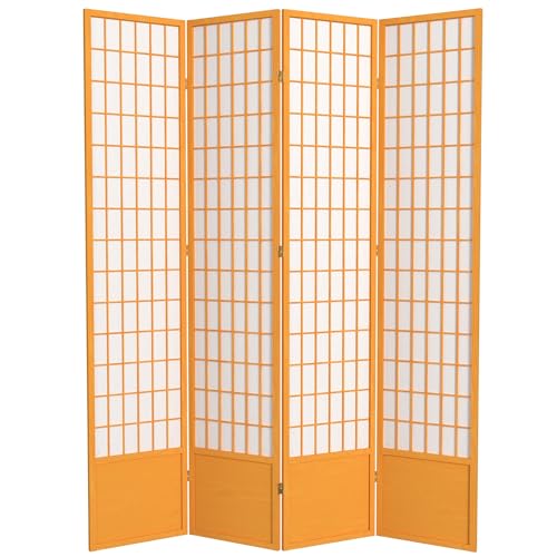 7 ft. Tall Window Pane Shoji Screen Room Divider, 3 Panels, White S15216