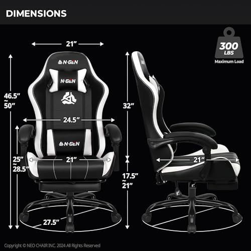 Ergonomic High Back Gaming Chair with Footrest PU Leather M911186