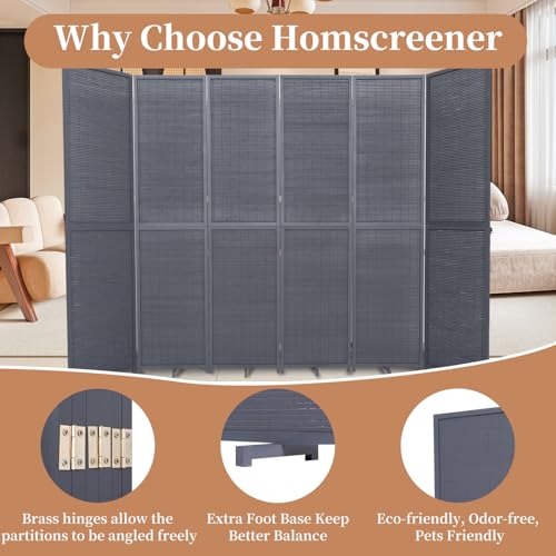 Bamboo Room Divider 4 Panel Freestanding Folding Privacy Screen T33053