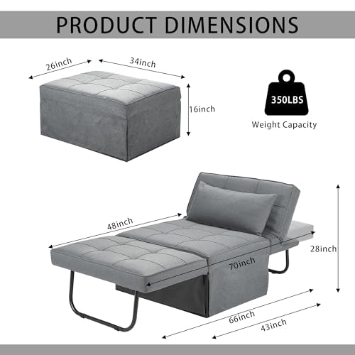 Folding Sofa Bed with Adjustable Backrest, Dark Grey Q8430