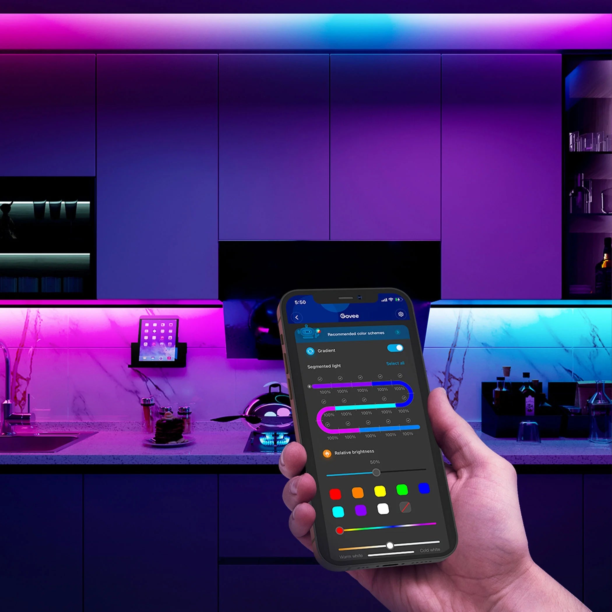 Wi-Fi RGBIC LED Strip Lights for Bedroom, App Control, Music Sync Q1154