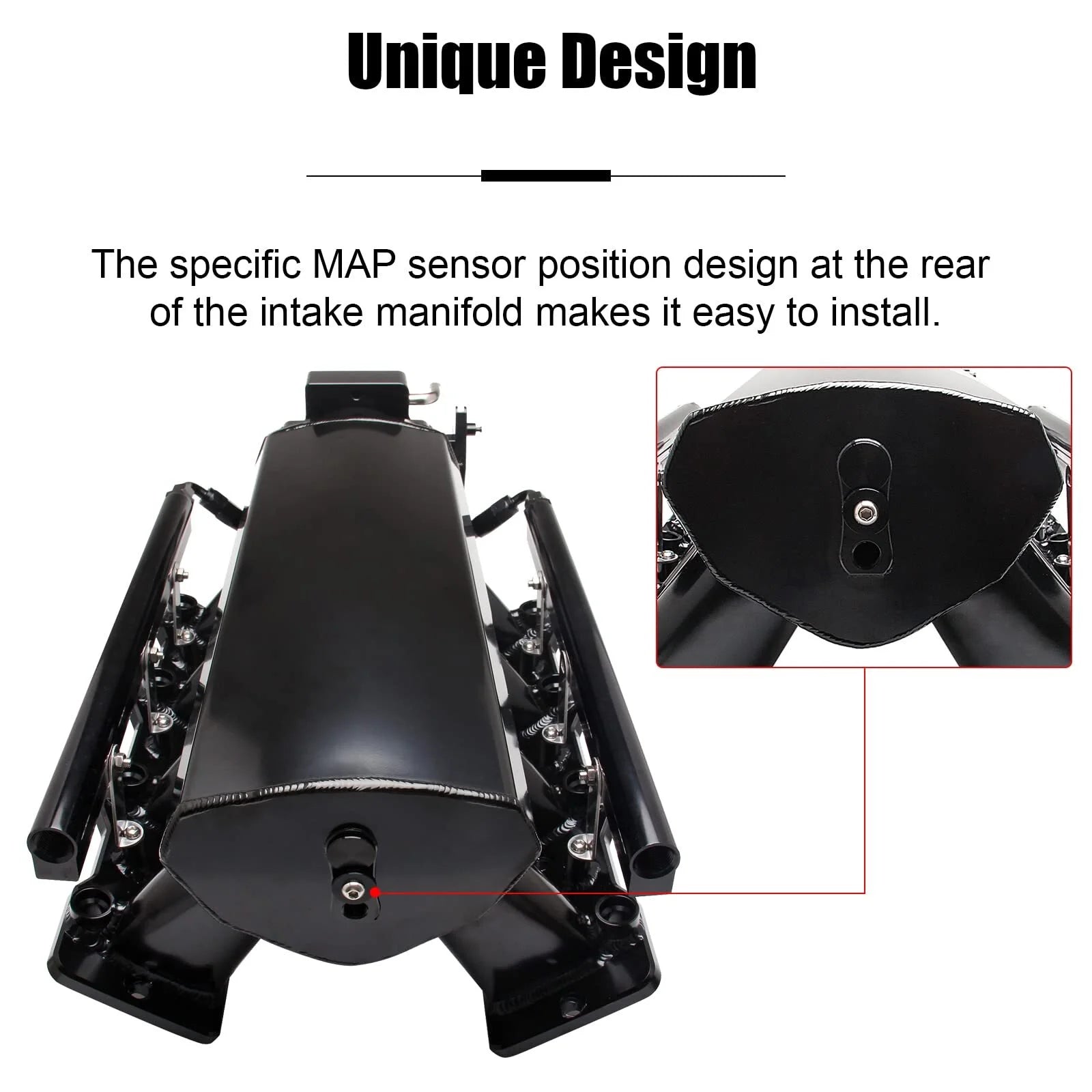 102mm Intake Manifold with Fuel Rails for Chevy GMC Pontiac LS Engines (Black) X9032