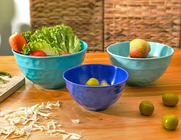 Melamine Mixing Bowl Set with Lids, 3-Piece Nesting Bowls, Dishwasher Safe G6831